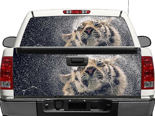Tiger and water Rear Window OR tailgate Decal Sticker Pick-up Truck SUV Car