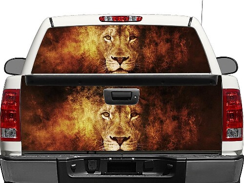 lion in flame Rear Window OR tailgate Decal Sticker Pick-up Truck SUV Car