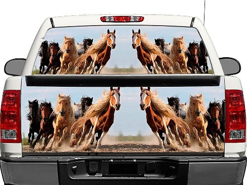 Running Horses Rear Window or Tailgate Decal Wrap for Pickup Trucks