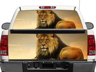 Lion on sunset 2 Rear Window OR tailgate Decal Sticker Pick-up Truck SUV Car