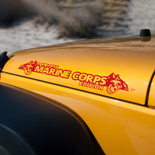 Marine Corps Mountains Edition Hood Vinyl Stickers Decals for Jeep Wrangler Hoods