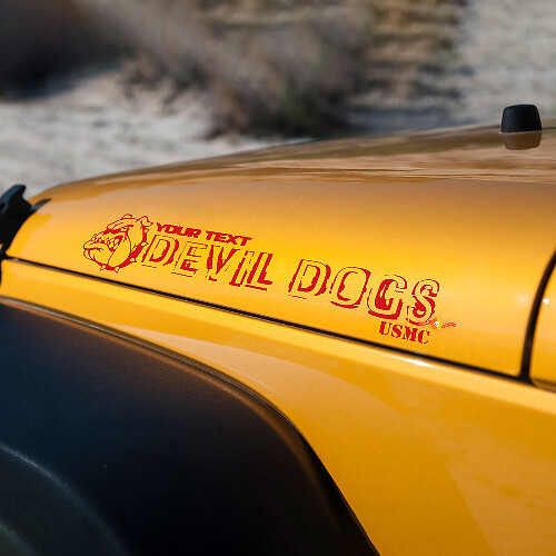 Devil Dog Bulldog Edition Devil Dogs USMC Hood Vinyl Stickers Decals for Jeep Wrangler Hoods