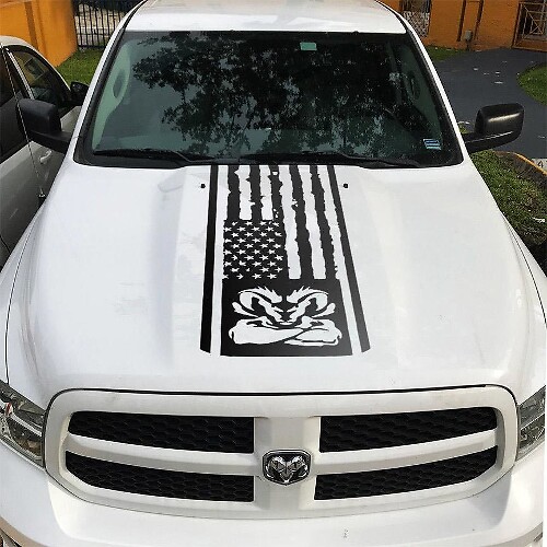 US Flag Hood Vinyl Decal for Dodge Ram 1500-3500 Rebel