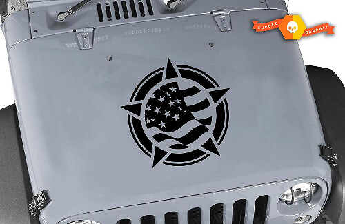 USA Flag Star Vinyl Hood Decal for Jeep Wrangler 