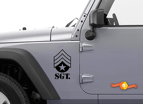 Military Sergeant SGT Side Fender Decal Kit for Jeep Wrangler TJ LJ JK