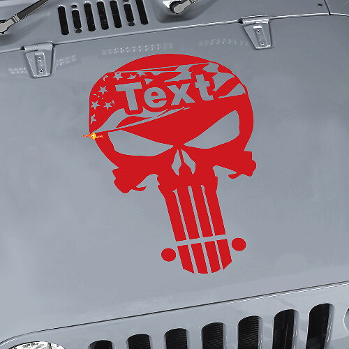 Punisher Skull Flag Hood Vinyl Sticker Decal Kit Set for Jeep Wrangler TJ LJ JK