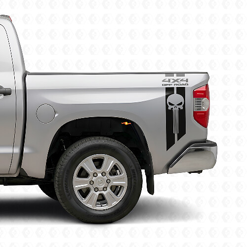 4x4 Off Road Punisher Skull Rear Side Vinyl Decal Set for Toyota Tacoma Tundra 