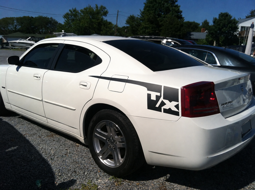 T/X Rear Quarter Stripe Pair Rear Fender Vinyl Decal Sticker for Dodge Charger 2006-2010
