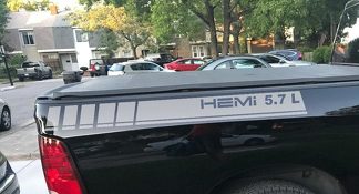 2 Truck vinyl decal stripes Dodge Ram 1500 5.7 L rear back graphics Hemi Mopar