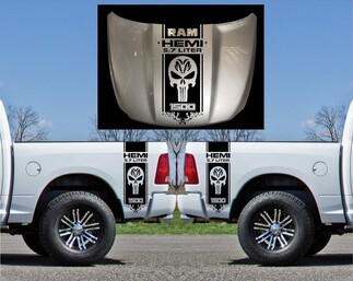 3X Dodge Hemi 5.7 liter Ram bed side and hood Vinyl Decals graphics kit stripe