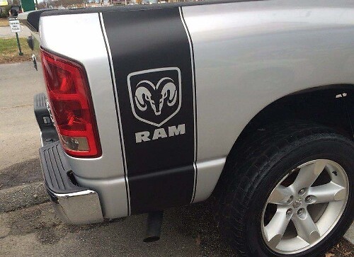 Racing Stripes Vinyl Stickers x2 fits Dodge Ram Rebel