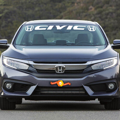 Civic & Honda Logo Windshield Vinyl Decal Sticker for Honda Civic