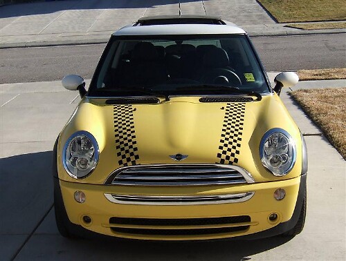 Checkered Hood Stripes Vinyl Decals For Mini Cooper 2002-2004