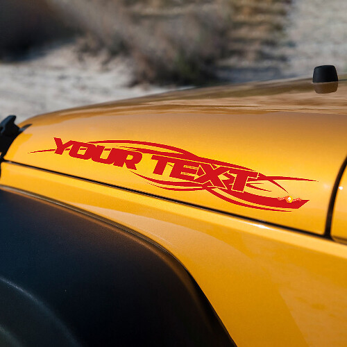 Custom Text with Tribal Pattern Hood Vinyl Decal Sticker for Jeep Wrangler 1997-2018