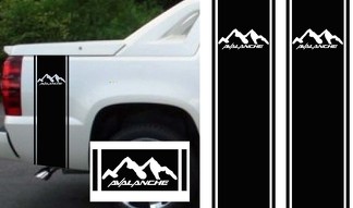 BLACK CHEVY AVALANCHE TRUCK BED SIDE STRIPES DECAL KIT CUSTOM SIZING