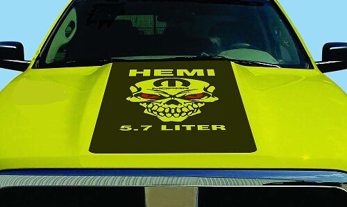  HEMI Style Skull Hood Vinyl Decal For Dodge Ram