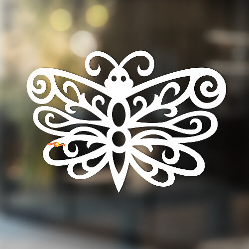 Lacy Butterfly Silhouette Universal Vinyl Decal Sticker