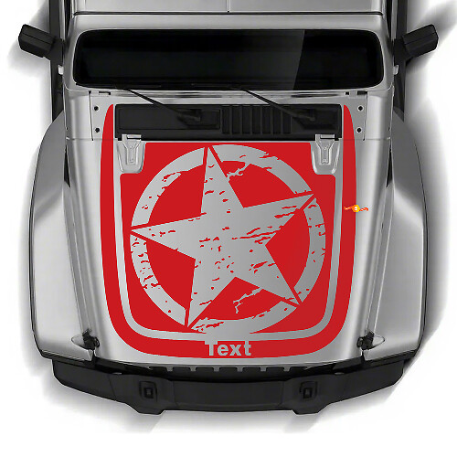 Hood Insert Military Star Sticker Decal with Jeep Stripe for Jeep Wrangler JL