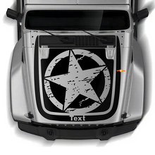 Hood Insert Military Star Sticker Decal with Jeep Stripe for Jeep Wrangler JL 3