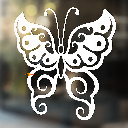 Butterfly Silhouette Swirls Wings Universal Vinyl Decal Sticker