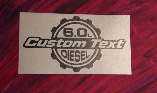 6.0L Custom Text Diesel Gear Vinyl Decal Pair