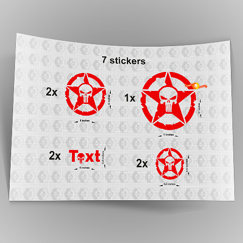 Punisher Star Decal Stickers Hood Door Fender for Jeep TJ JK CJ YJ JL Rubicon