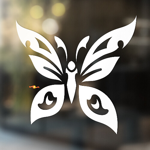 Butterfly Silhouette Tribal Style Universal Vinyl Decal Sticker