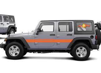 Jeep Wrangler Rubicon Stripes Decal Graphic JK JKU Side Vinyl UNLIMITED Orange