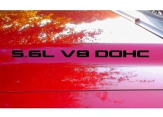 Hood decal x2 5.6L V8 DOHC text sticker