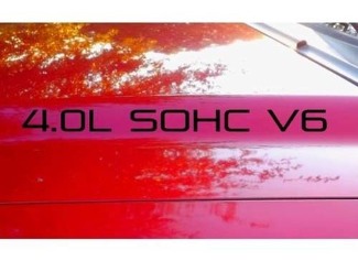 Hood Decal x2 4.0L SOHC V6 text sticker emblem logo 4.0 V2
