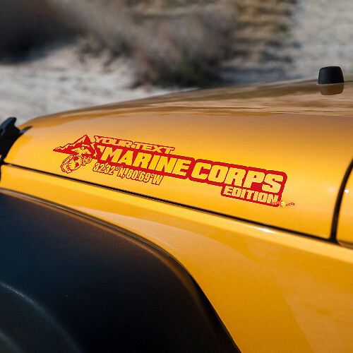 Marine Corps USMC Side Hood Vinyl Graphic Sticker Decal 27 Inch x 5 Inch for Jeep Wrangler