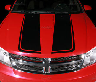 2008-2014 Dodge AVENGER Hood Blackout Accent Rally Racing Stripes Decals 09 10