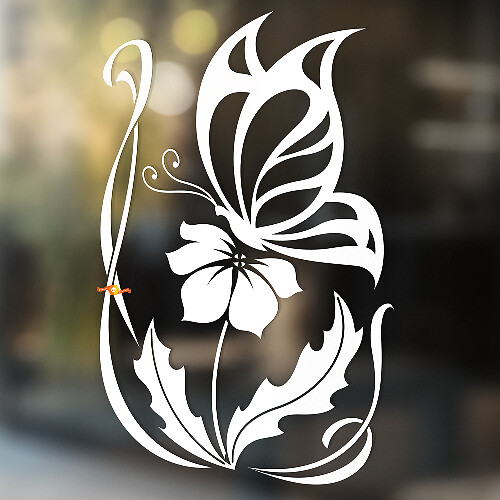 Butterfly and Flower Universal Vinyl Decal Sticker_1