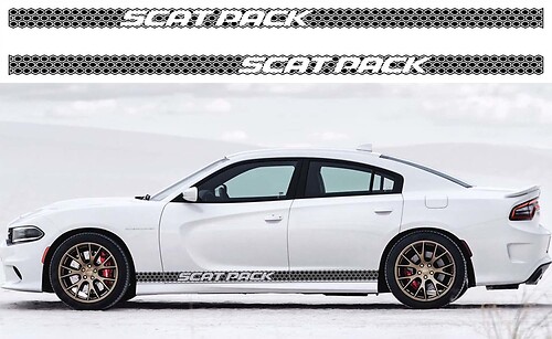 Scat Pack Honeycomb Style Stripes Side Vinyl Decal Sticker for Dodge Charger 2011-2018