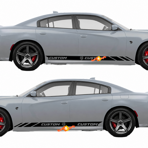 Hellcat Style CUSTOM Rocker Stripe Pair Rocker Panel Vinyl Decal Sticker for Dodge Charger 2011-2017