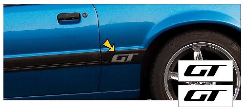 GT Logo Quarter Panel Vinyl Decal Set for Musclecar Musclecarmodel GT 1985-1986