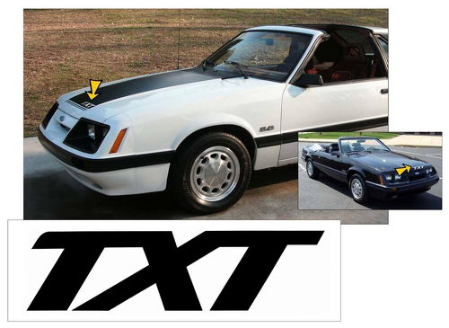 TXT Hood Vinyl Decal for Musclecar Musclecarmodel GT 1985-1986