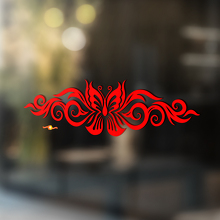 Butterfly with Curved Tribal Stripes Universal Vinyl Decal Sticker_2