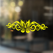 Butterfly with Curved Tribal Stripes Universal Vinyl Decal Sticker_4