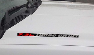 7.3L TURBO DIESEL Hood Vinyl Decal Sticker:Ford Powerstroke F250 F350 (Block) Black background