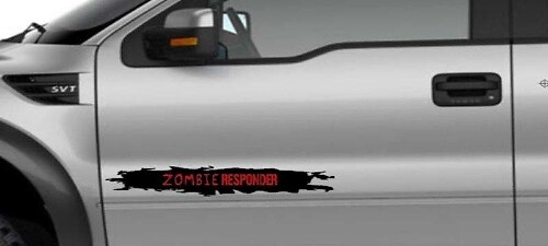 Zombie Responder Distressed Style Side Vinyl Decal Set for Cars