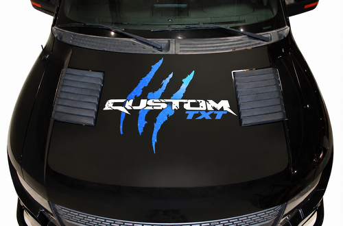 SVT CUSTOM TXT Blue Tear Graphic Hood Vinyl Decal Sticker for Ford F-150 Raptor 2010-2014