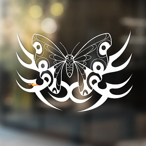 Butterfly with Sharp Wings Tribal Style Universal Vinyl Decal Sticker