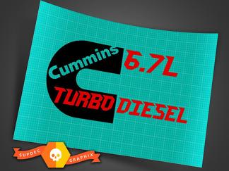 6.7 L CUMMINS TURBO DIESEL REAR BOX DECAL KIT 2 DECALS FOR LEFT / RIGHT