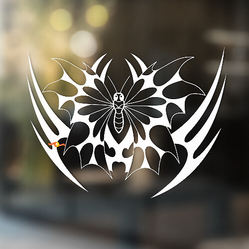 Moth with Sharp Wings Tribal Style Universal Vinyl Decal Sticker