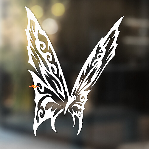 Flying Butterfly Tribal Style Universal Vinyl Decal Sticker_1