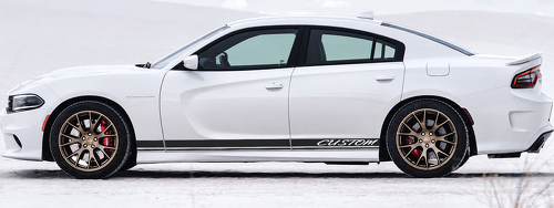 CUSTOM Cursive Twin Rocker Stripe Pair Rocker Panel Vinyl Decal Sticker for Dodge Charger