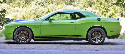 CUSTOM TEXT Dual Torn Rocker Stripes Rocker Panel Vinyl Decal Sticker for Dodge Challenger