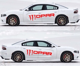 2X Dodge Charger MOPAR logo decals Stripe Vinyl Graphics Kit 2011-2018