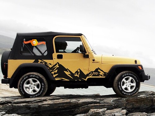 Mountain Range Side Vinyl Decal Sticker for Jeep Wrangler 1999-2006